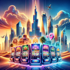 "Create an image representing the article about Dubai687, a popular online slot website, as described on manjunathsinge.com. The image should include: A sleek, modern interface showcasing slot machines. Elements of Dubai's skyline or iconic symbols to represent the Dubai theme. Highlights of bonuses, promotions, and ease of use on multiple devices. Vibrant and engaging colors to reflect the excitement and appeal of online gaming."